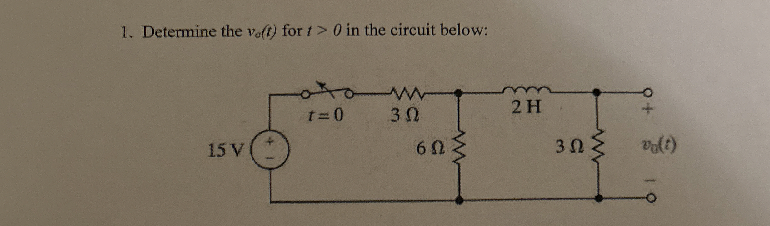 Determine the v o ( t ) for t > 0 in the circuit