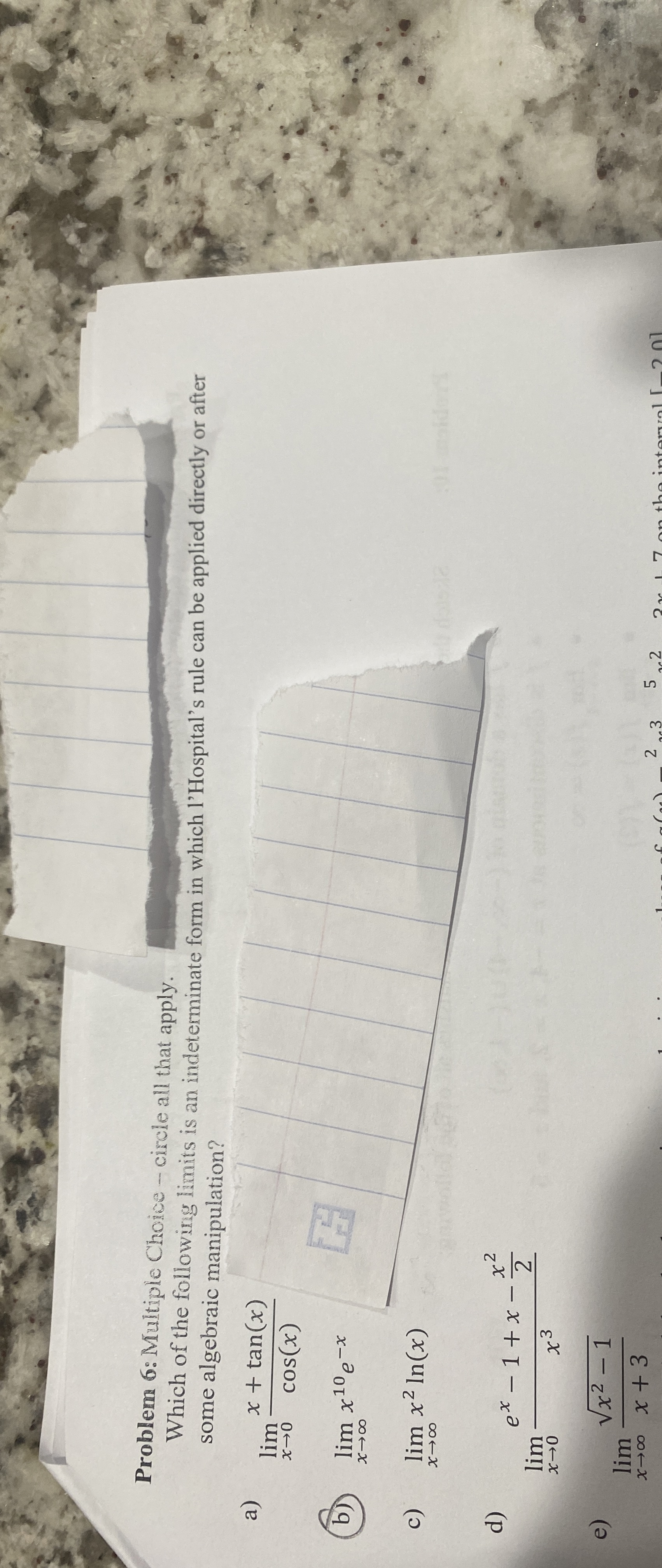 Problem 6 : Multiple Choice - circle all that