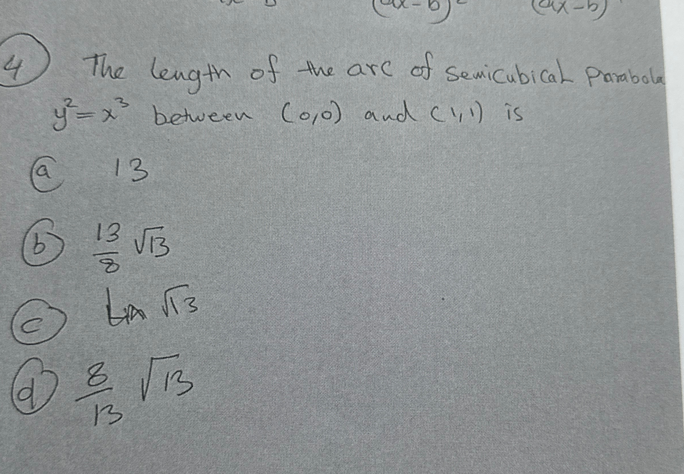 ( 4 ) The length of the arc of semicubical