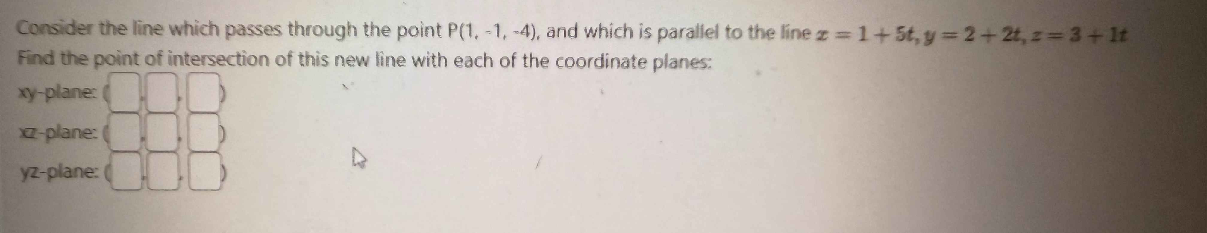 Consider the line which passes through the point