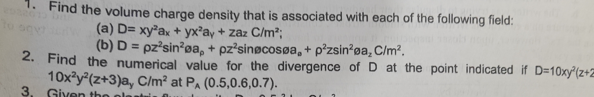 Find the numerical value for the divergence of D