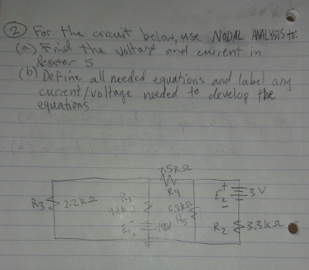 ( 2 ) For the circuit below, use NODAL ANALYSIS