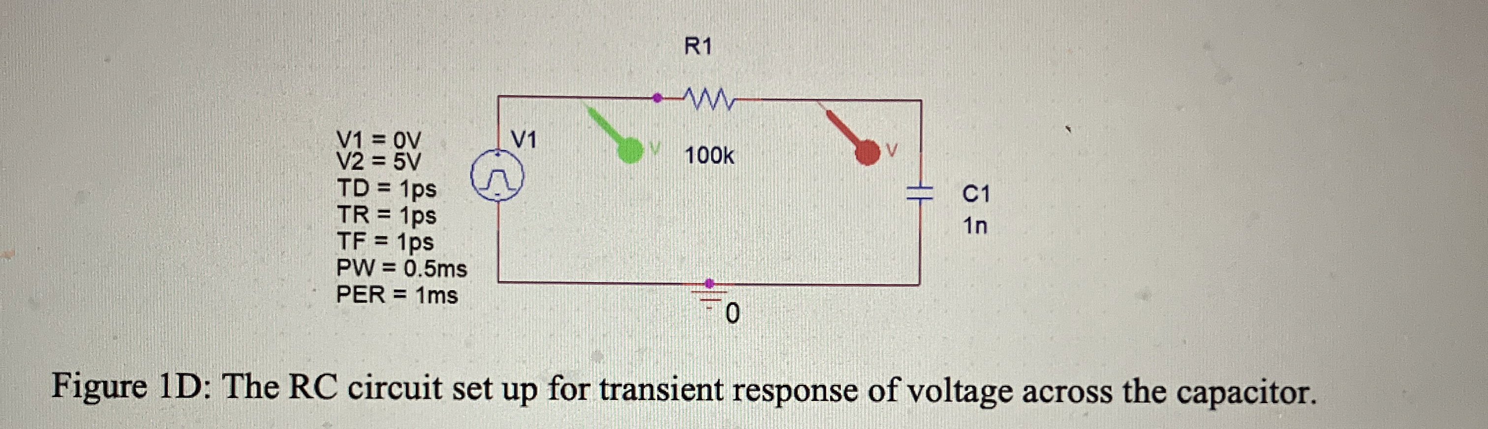 Figure 1 D: The RC circuit set up for transient