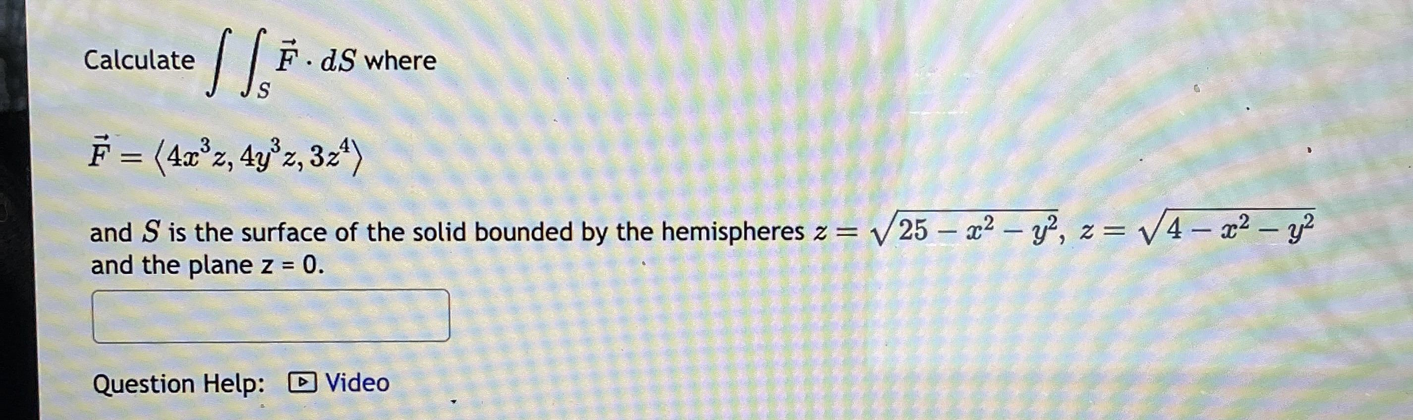 Calculate S vec ( F ) * d S where vec ( F ) = ( :