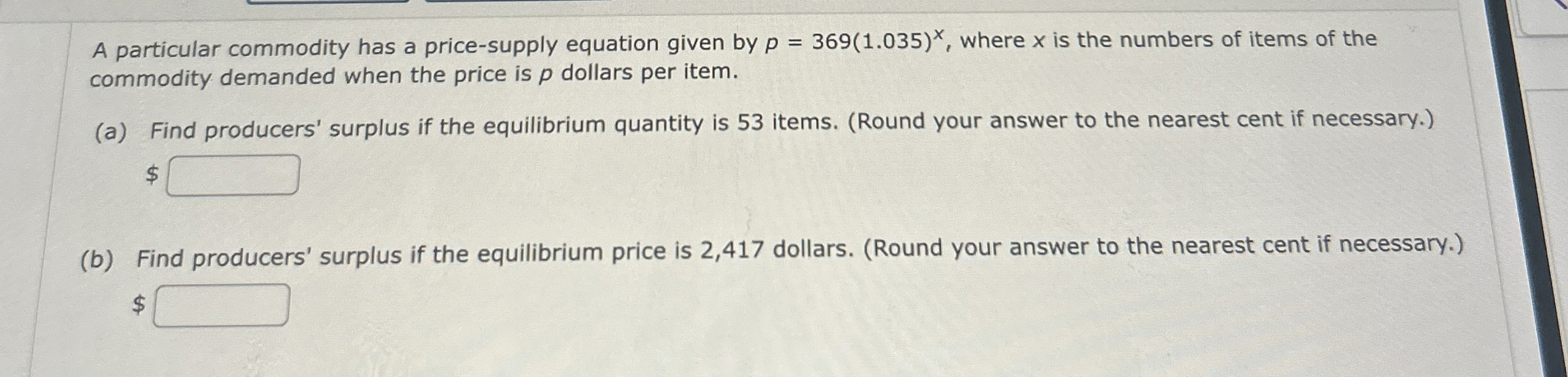 A particular commodity has a price - supply