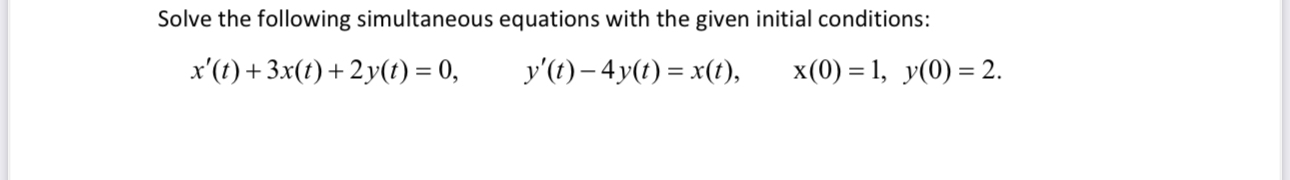 Solve the following simultaneous equations with