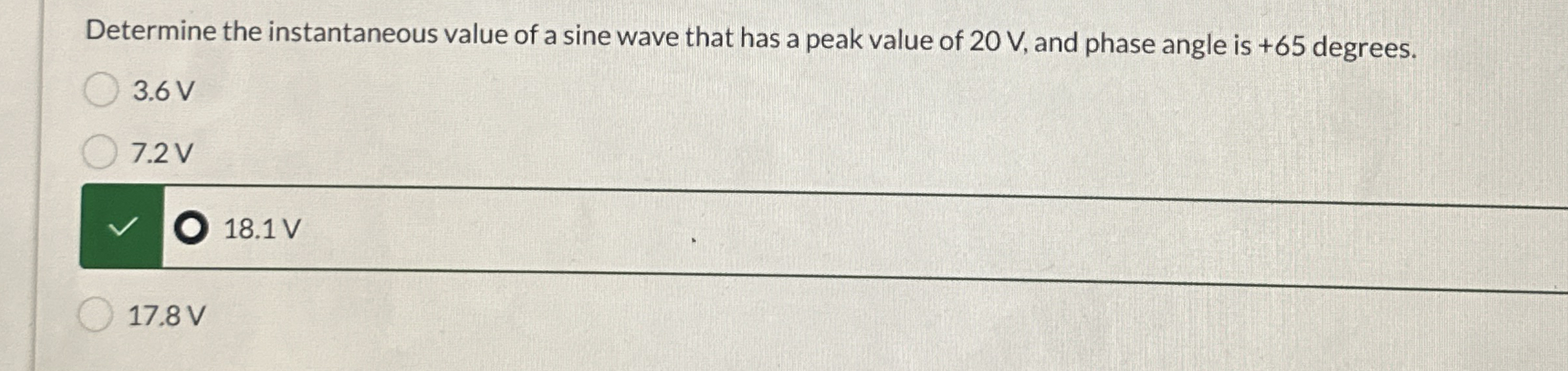 Determine the instantaneous value of a sine wave