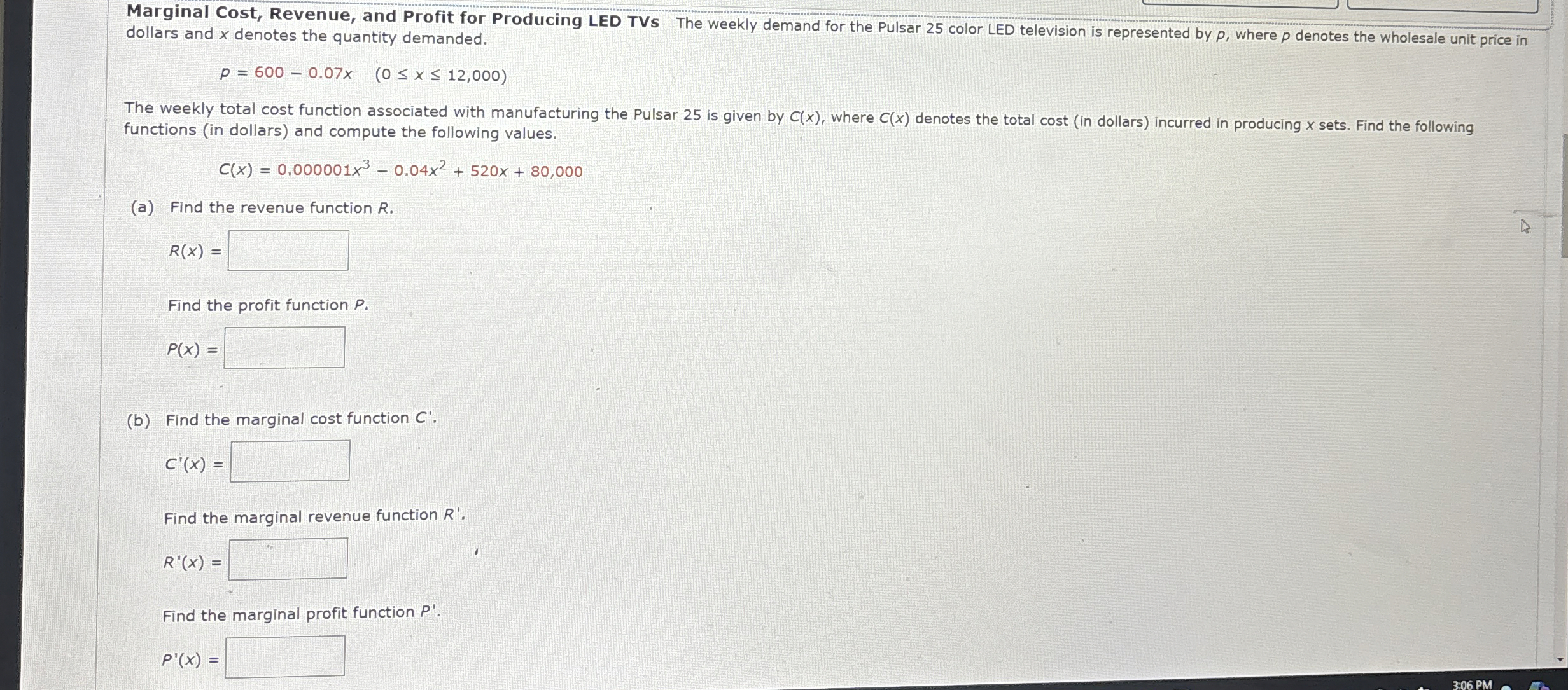 Marginal Cost, Revenue, and Profit for Producing