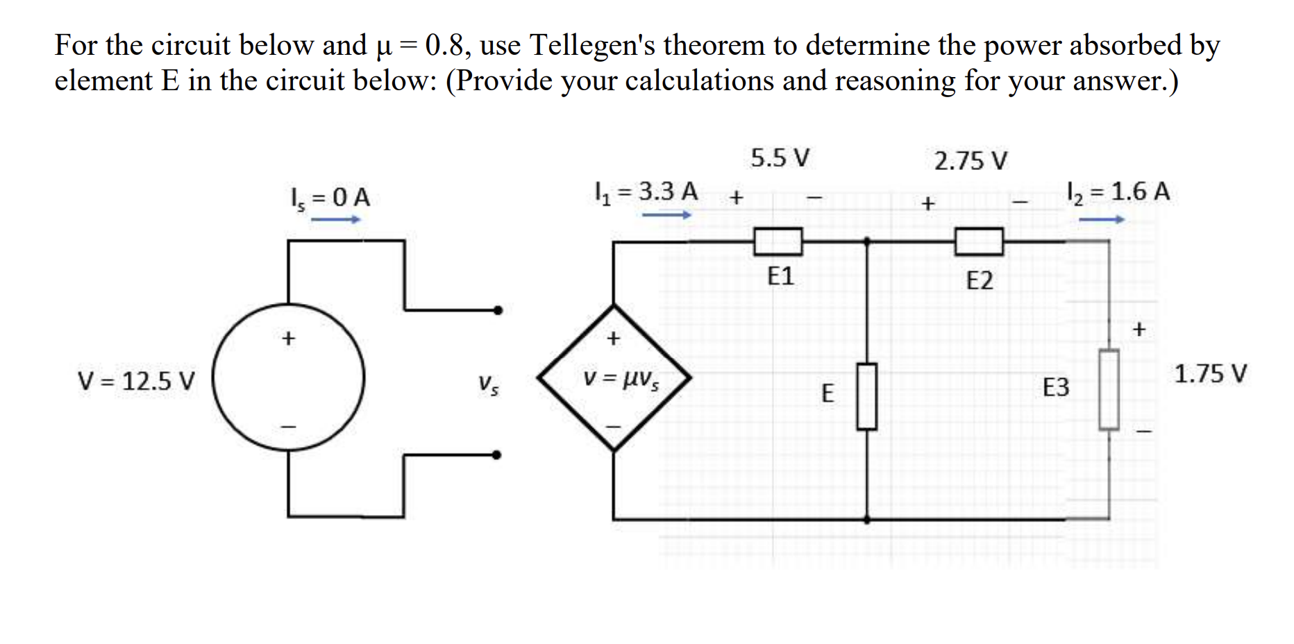 For the circuit below and \ ( \ mu = 0 . 8 \ ) ,