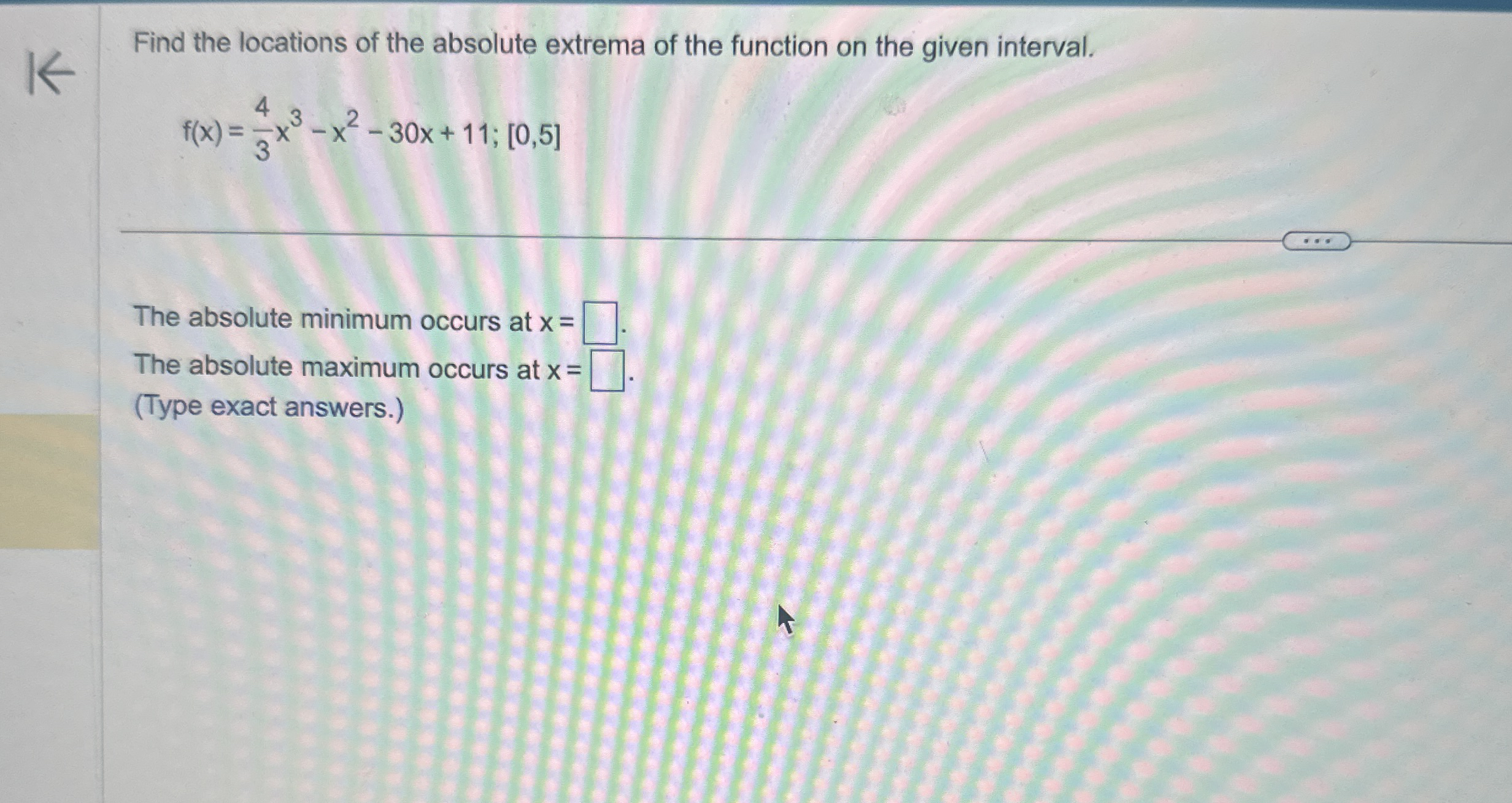 Find the locations of the absolute extrema of the