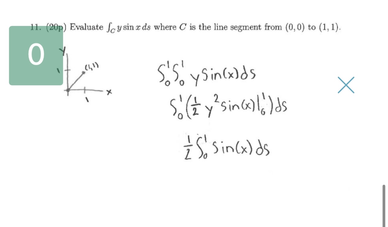 Fvoluots y s i n x d s where C is the line