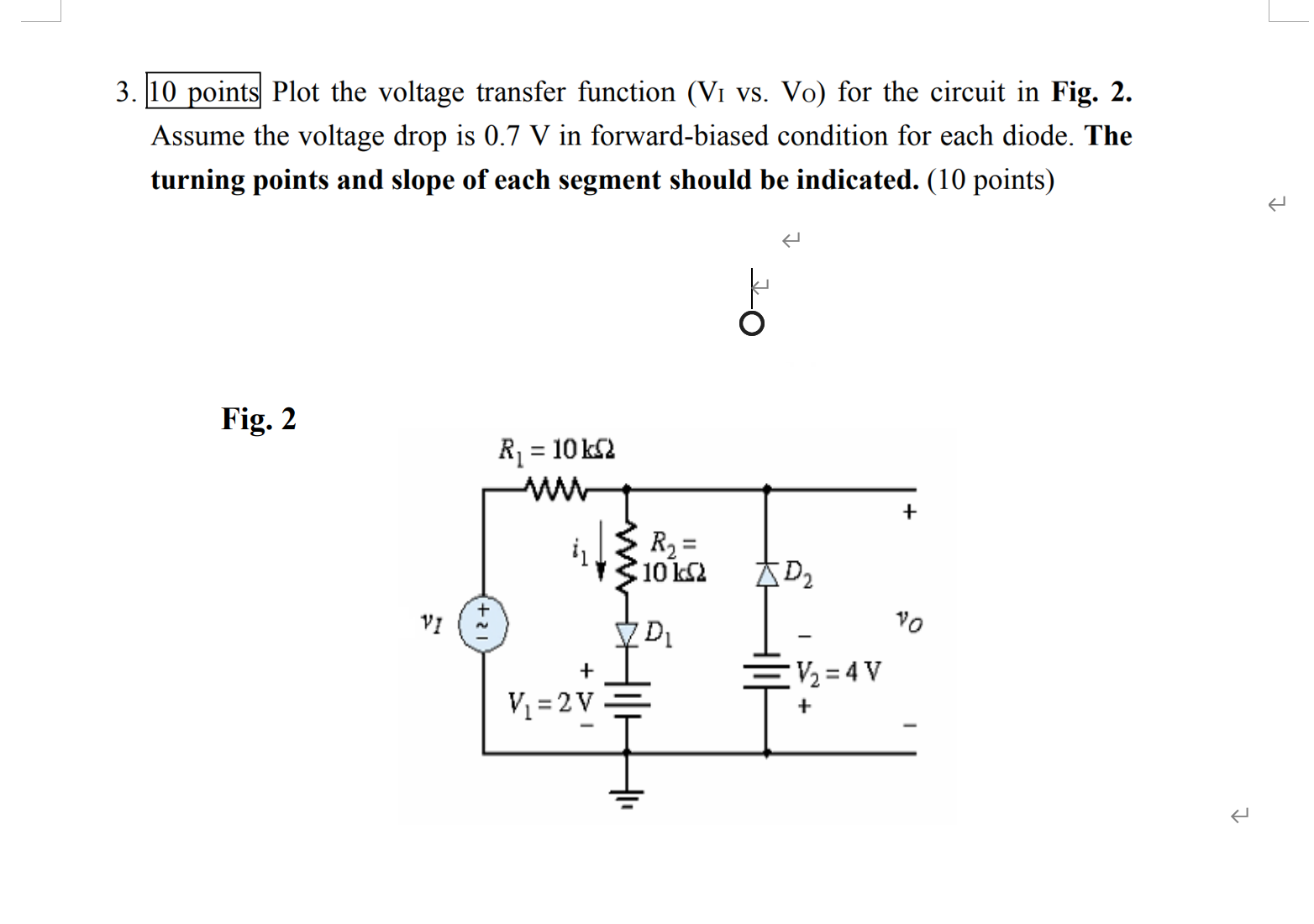 3 . 1 0 points Plot the voltage transfer function