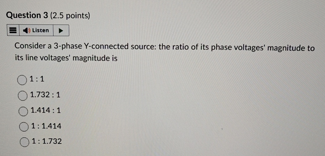 Question 3 ( 2 . 5 points ) Listen Consider a 3 -