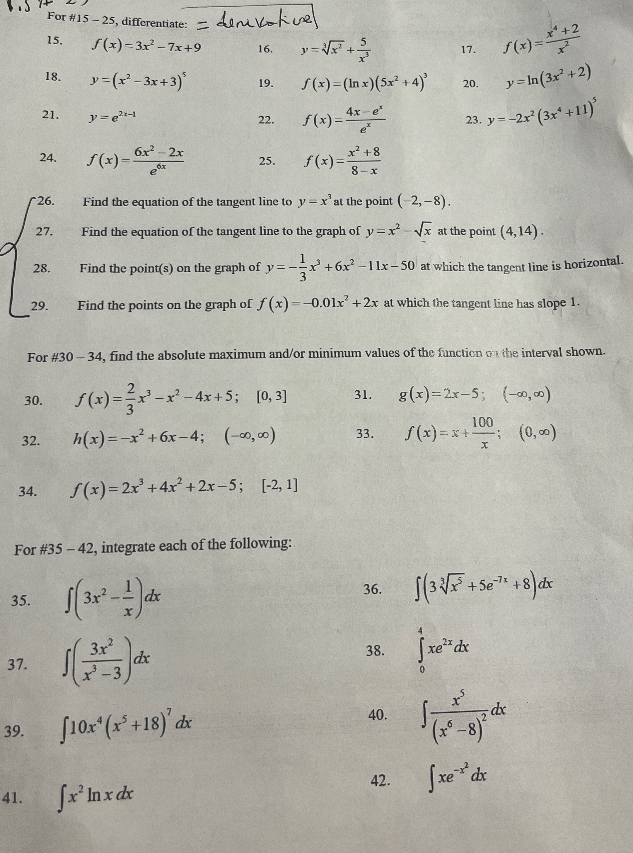 For # 1 5 - 2 5 , differentiate: = denikatices 1