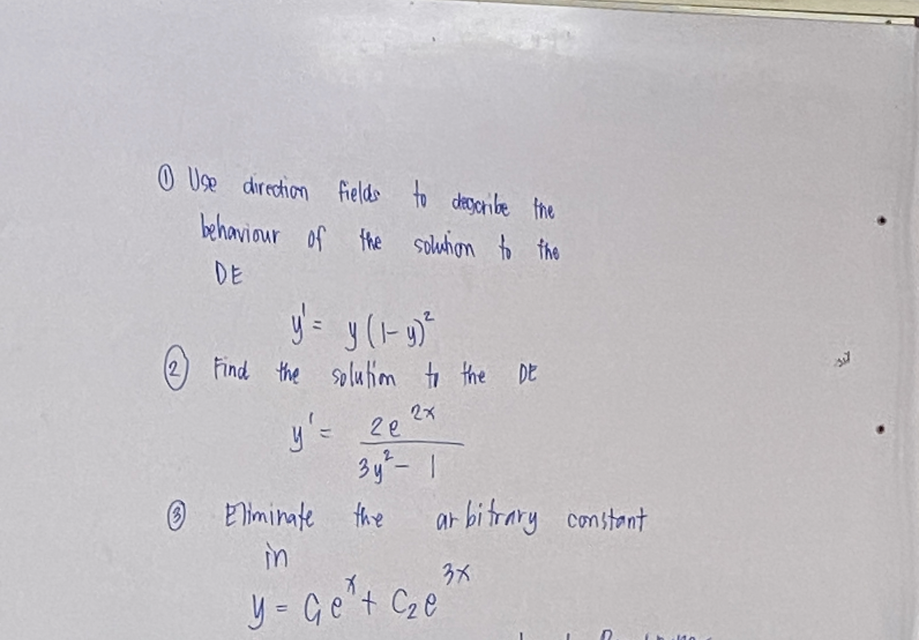 ( 1 ) Use direction fields to dagcribe the