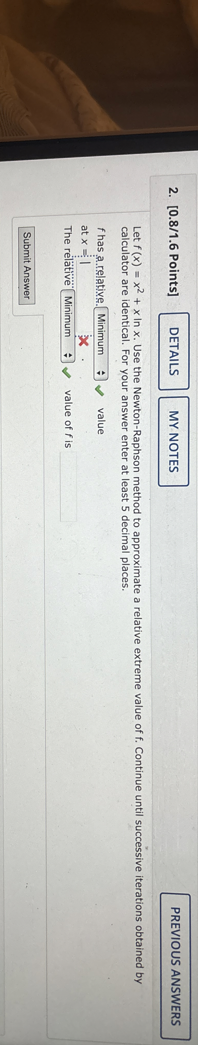 [ 0 . 8 / 1 . 6 Points ] Let f ( x ) = x 2 + x l