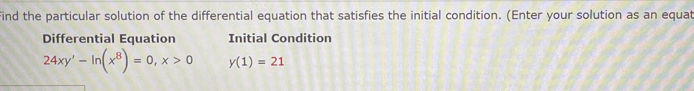 ind the particular solution of the differential