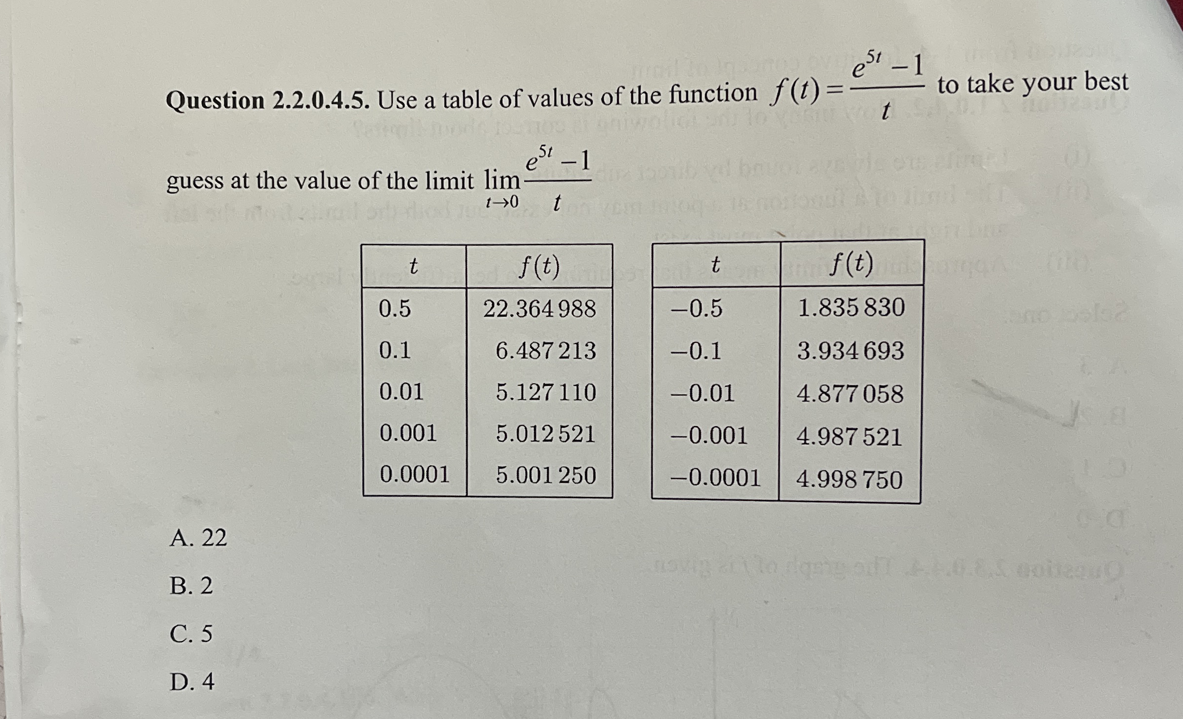 Question 2 . 2 . 0 . 4 . 5 . Use a table of