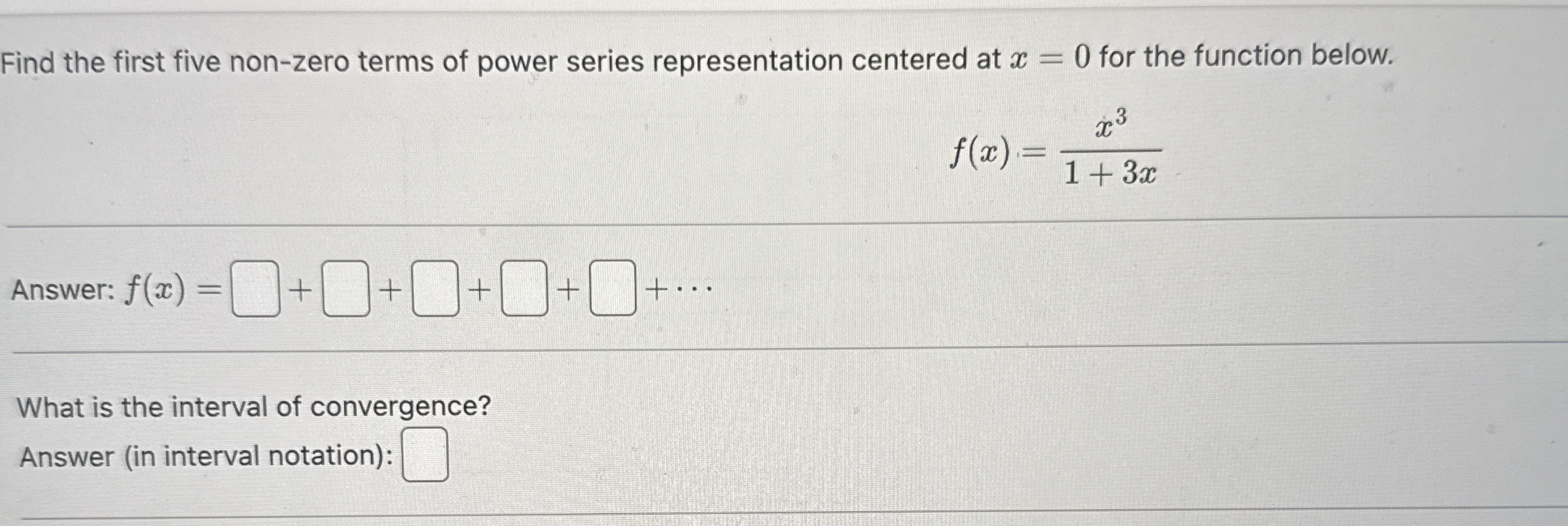 Find the first five non - zero terms of power