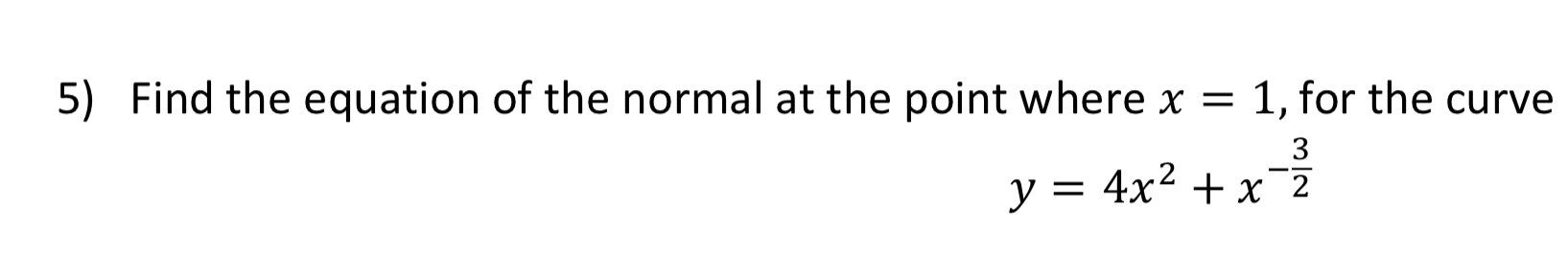 Find the equation of the normal at the point