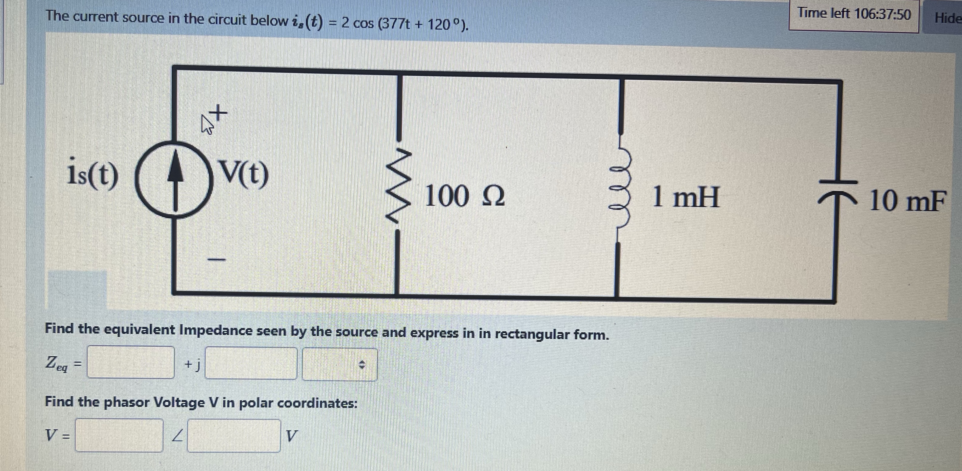 The current source in the circuit below i s ( t )