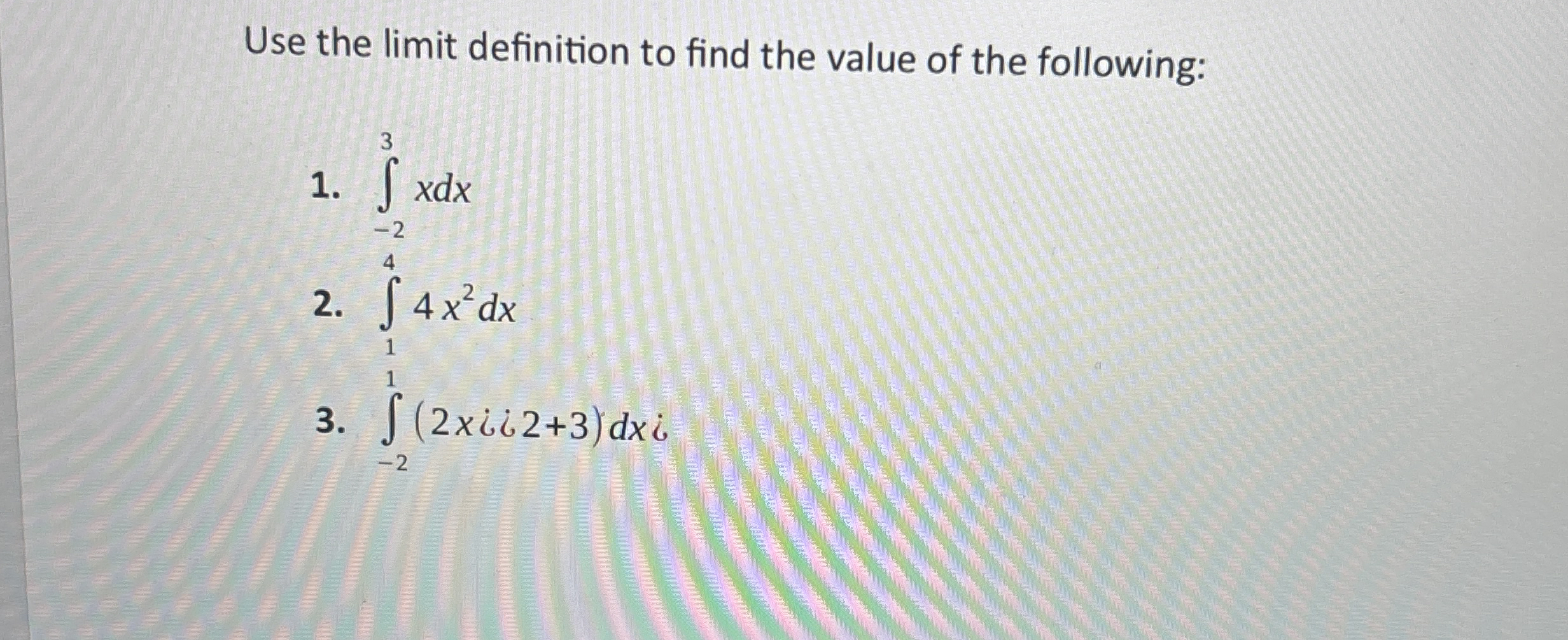 Use the limit definition to find the value of the