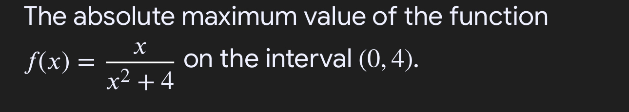 The absolute maximum value of the function f ( x
