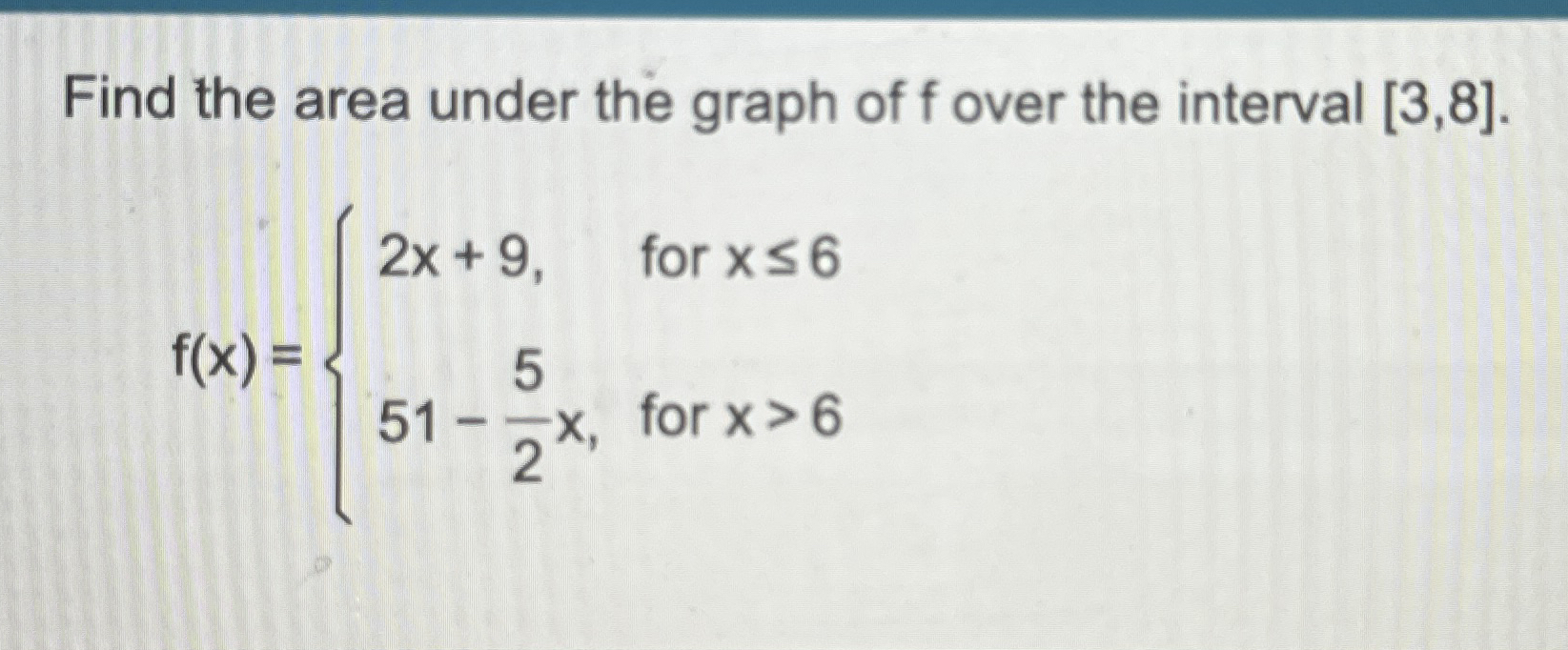 Find the area under the graph of f over the