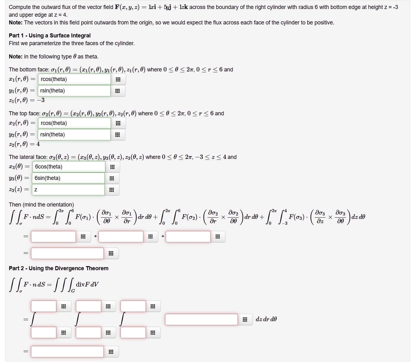 Compute the outward flux of the vector field F (
