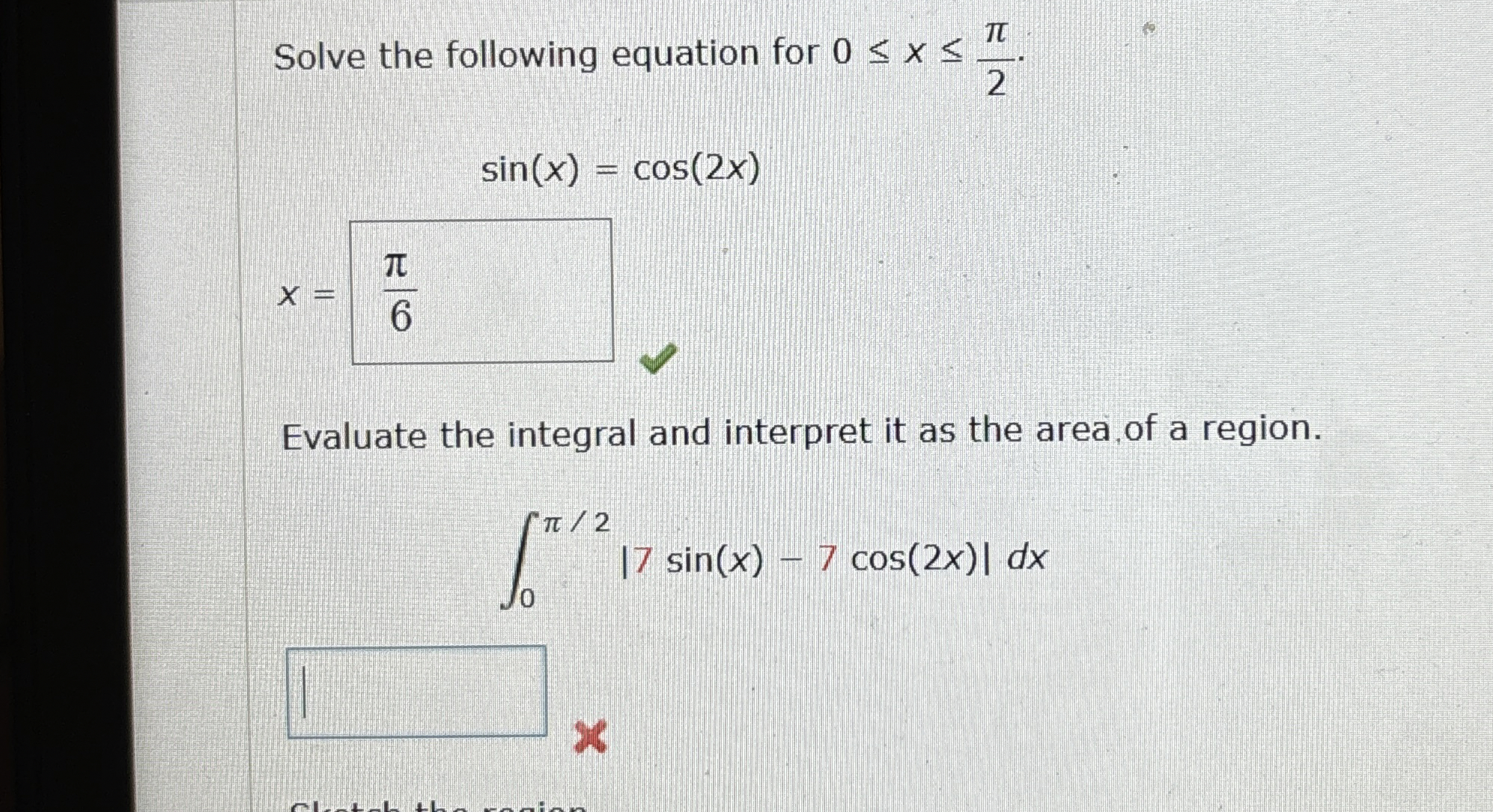 Solve the following equation for 0 x 2 . s i n (