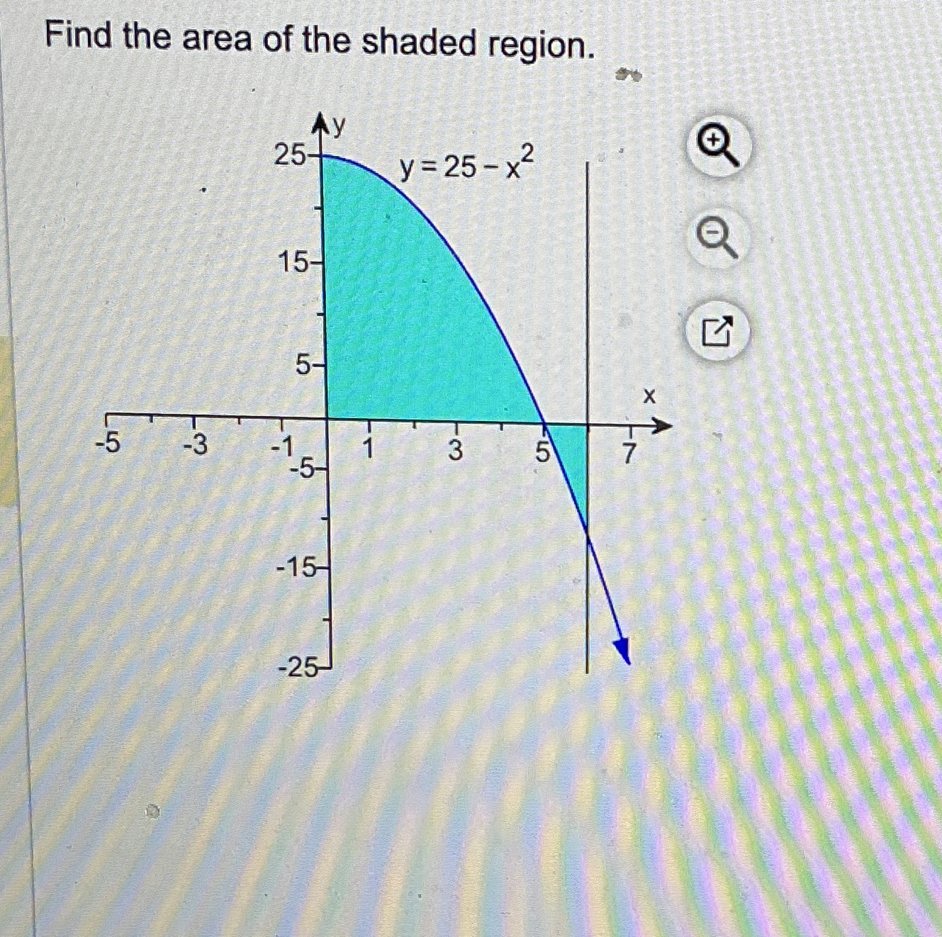 Find the area of the shaded region & simplify the