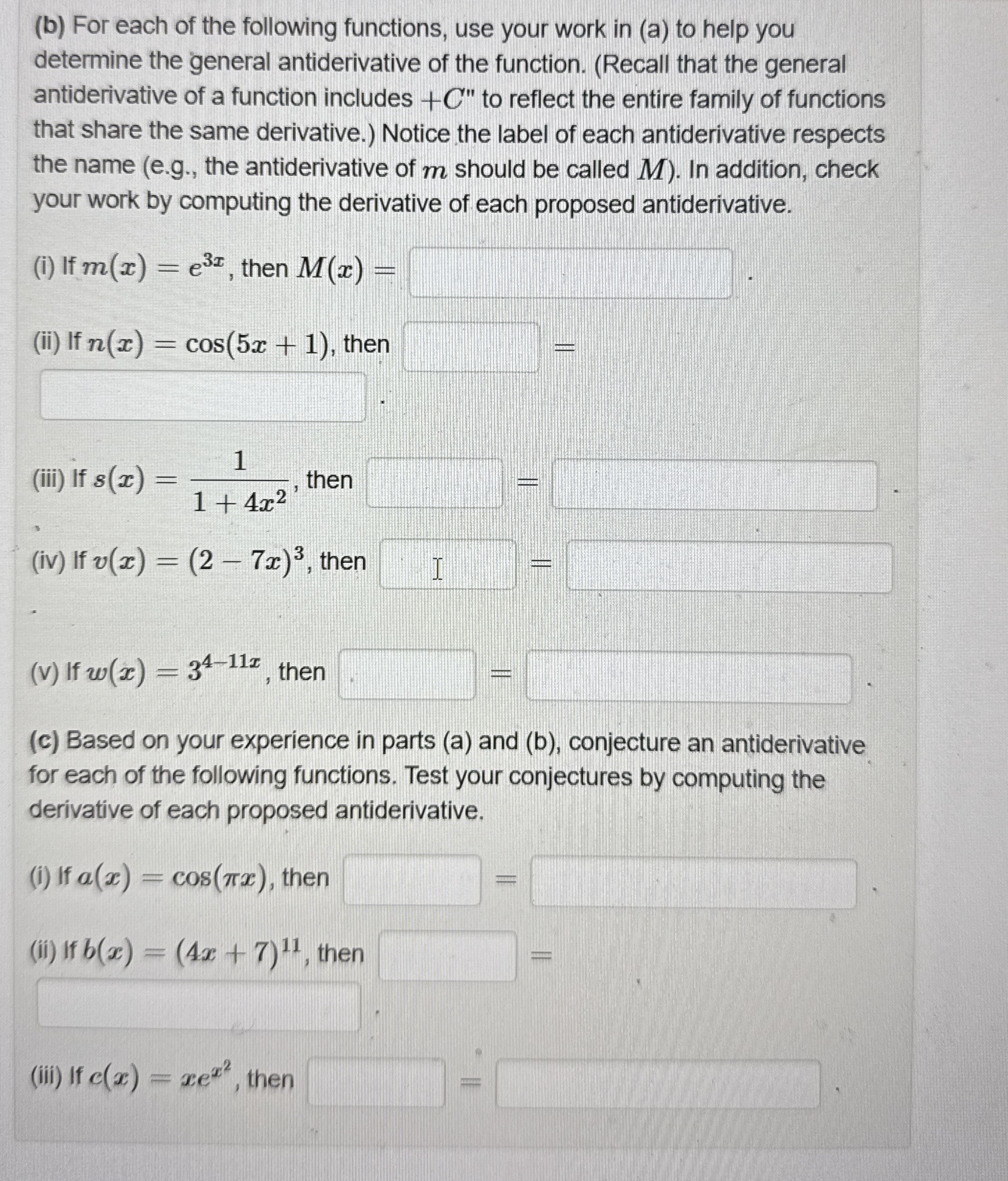 ( b ) For each of the following functions, use