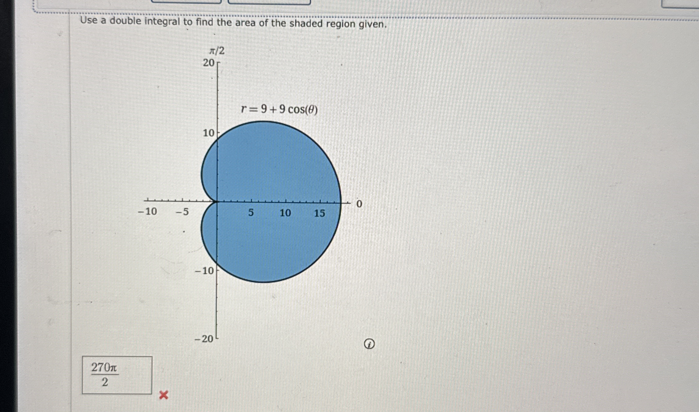 Use a double integral to find the area of the
