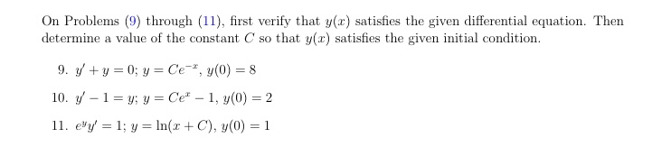 On Problems ( 9 ) through ( 1 1 ) , first verify