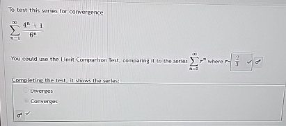 To test this series for convergence n = 1 4 n + 1