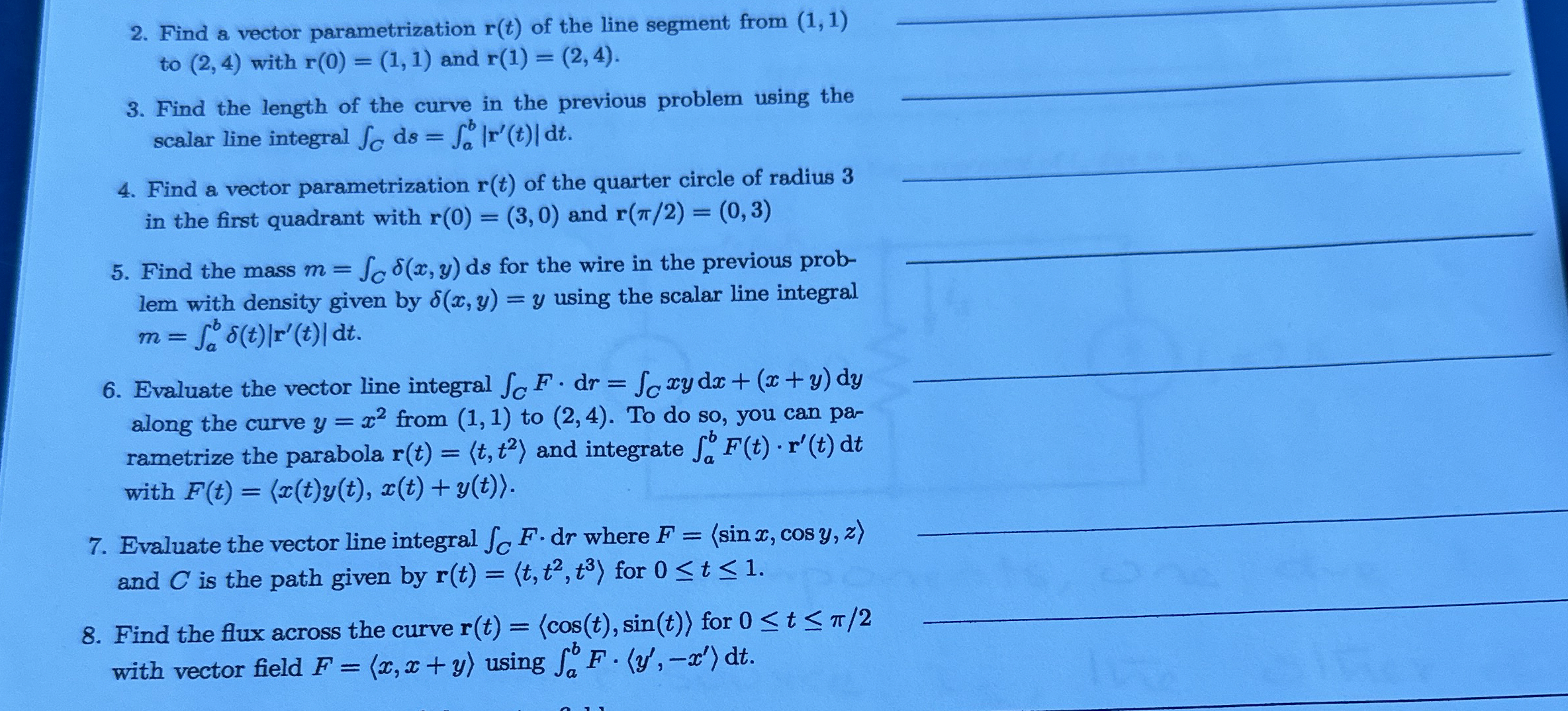 Find a vector parametrization r ( t ) of the line