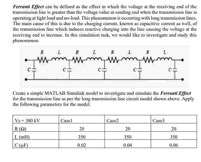 Ferranti Effect i need the simulink model Sending