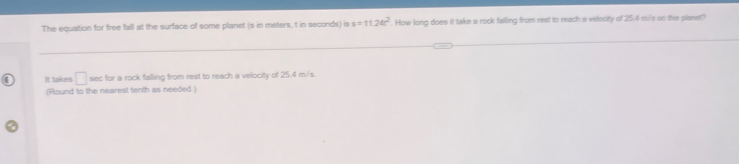 4 . The equation for free fall at the surface of
