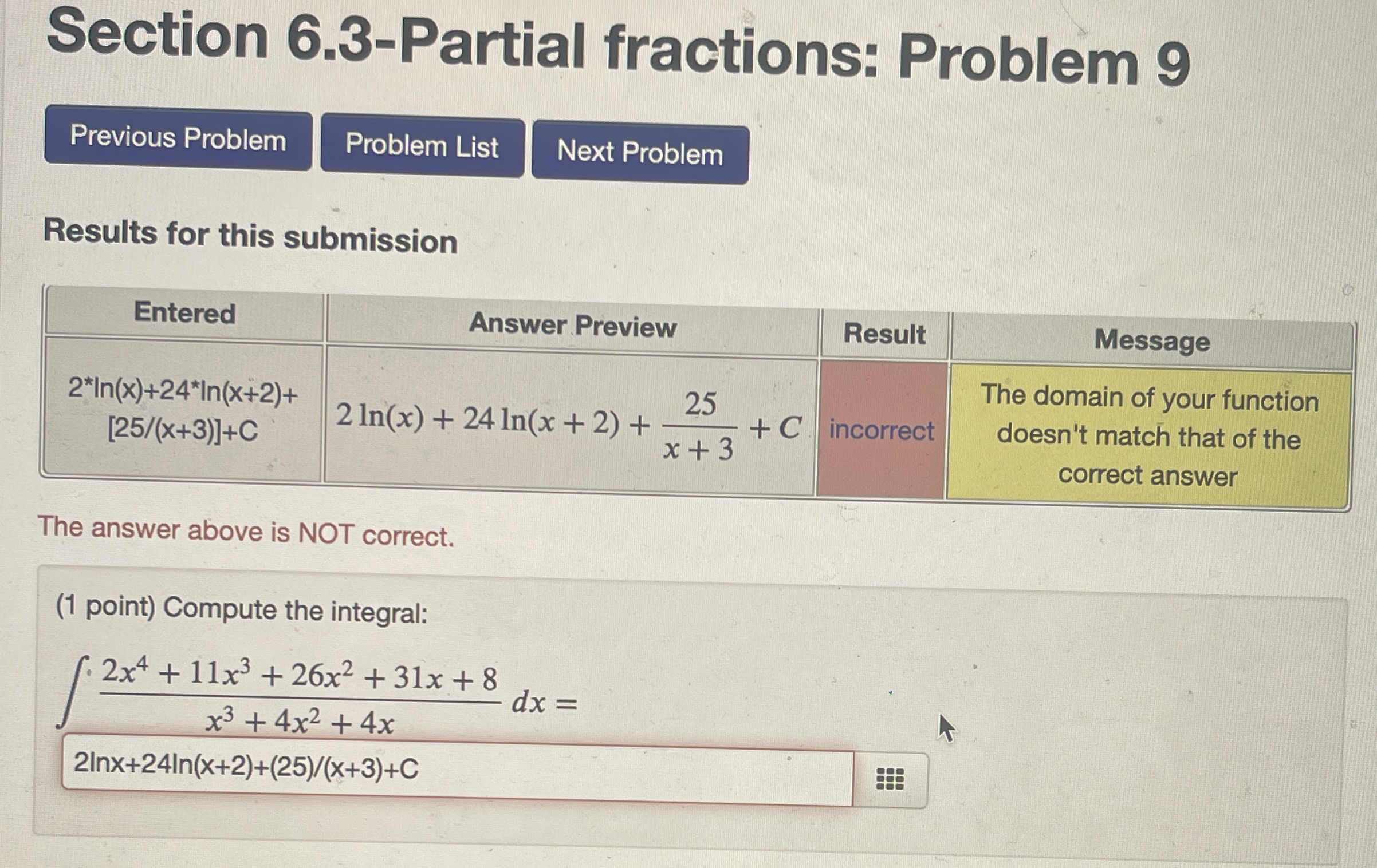 Section 6 . 3 - Partial fractions: Problem 9