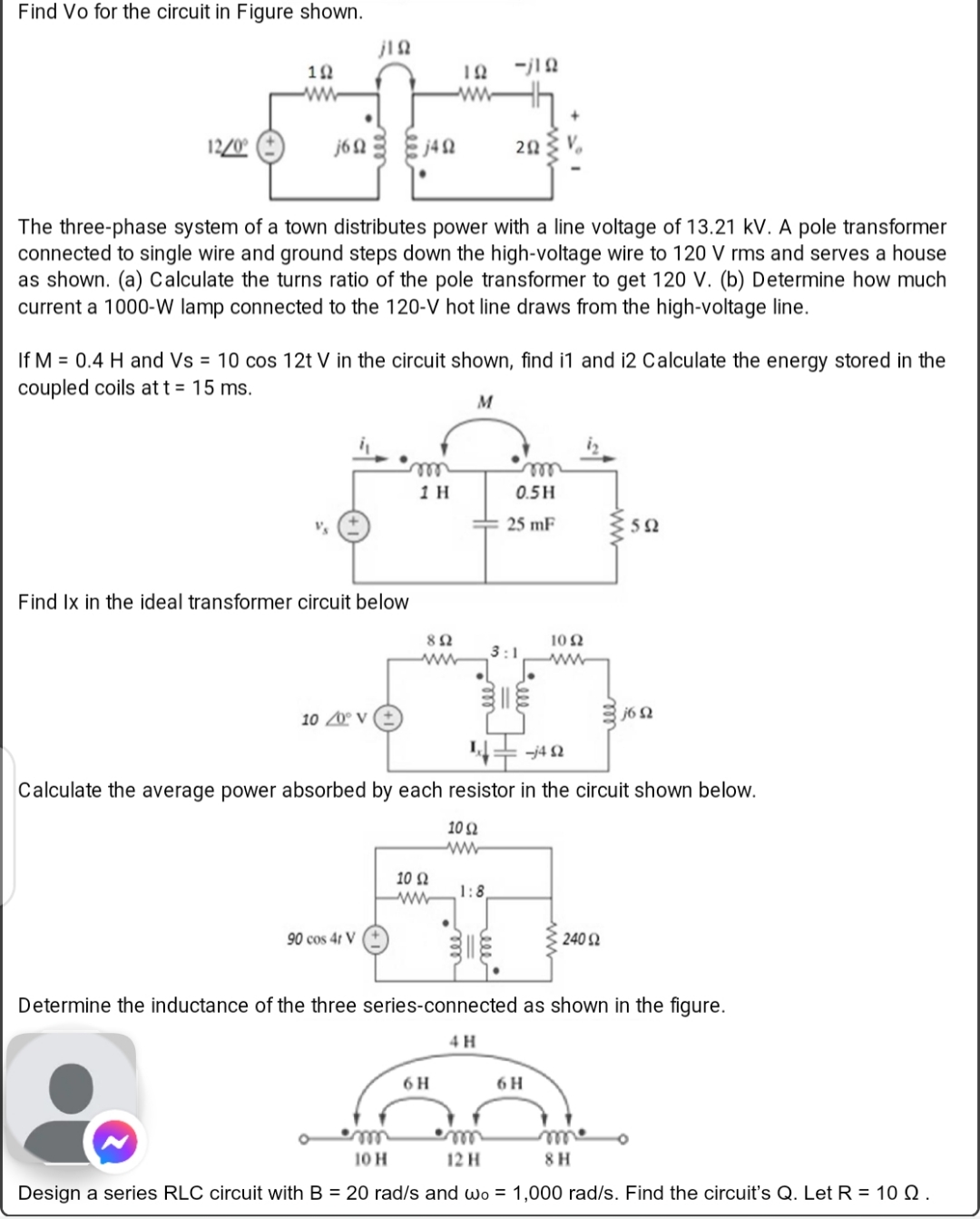 Find Vo for the circuit in Figure shown. The