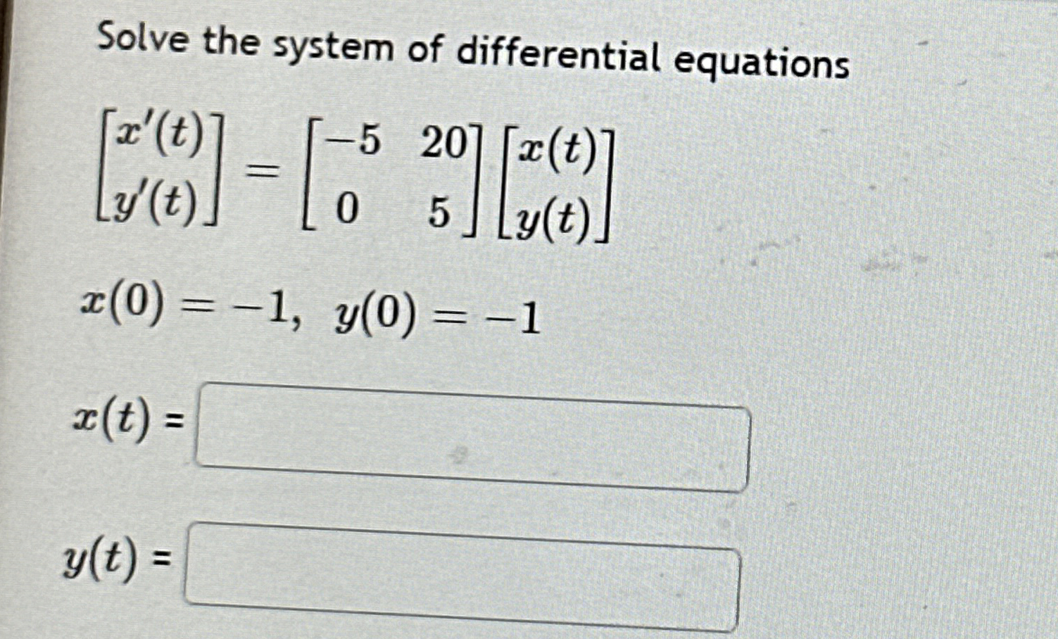 Solve the system of differential equations [ x '