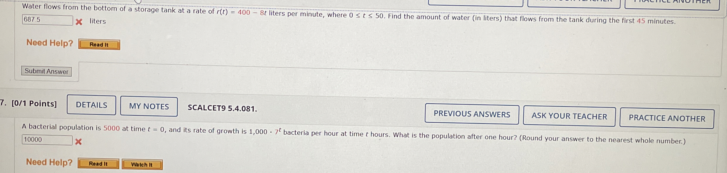 Water flows from the bottom of a storage tank at