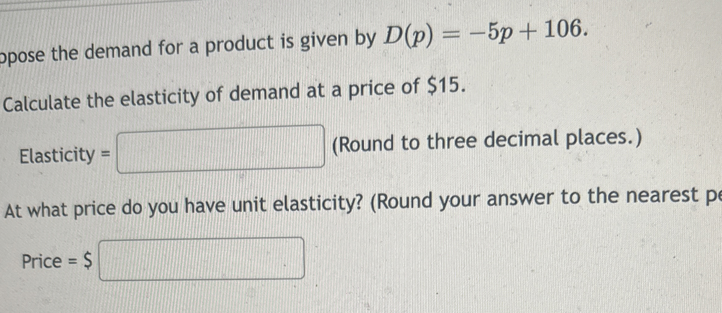 opose the demand for a product is given by D ( p