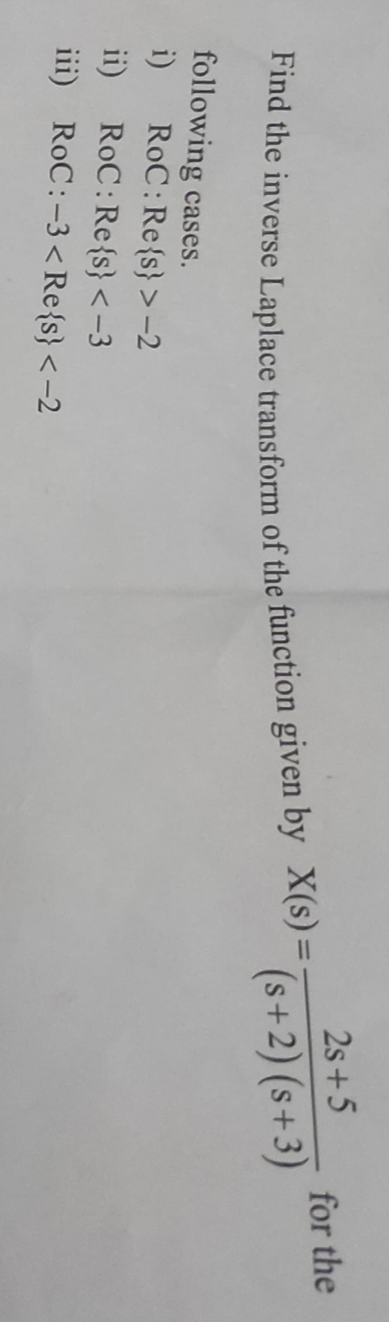 Find the inverse Laplace transform of the