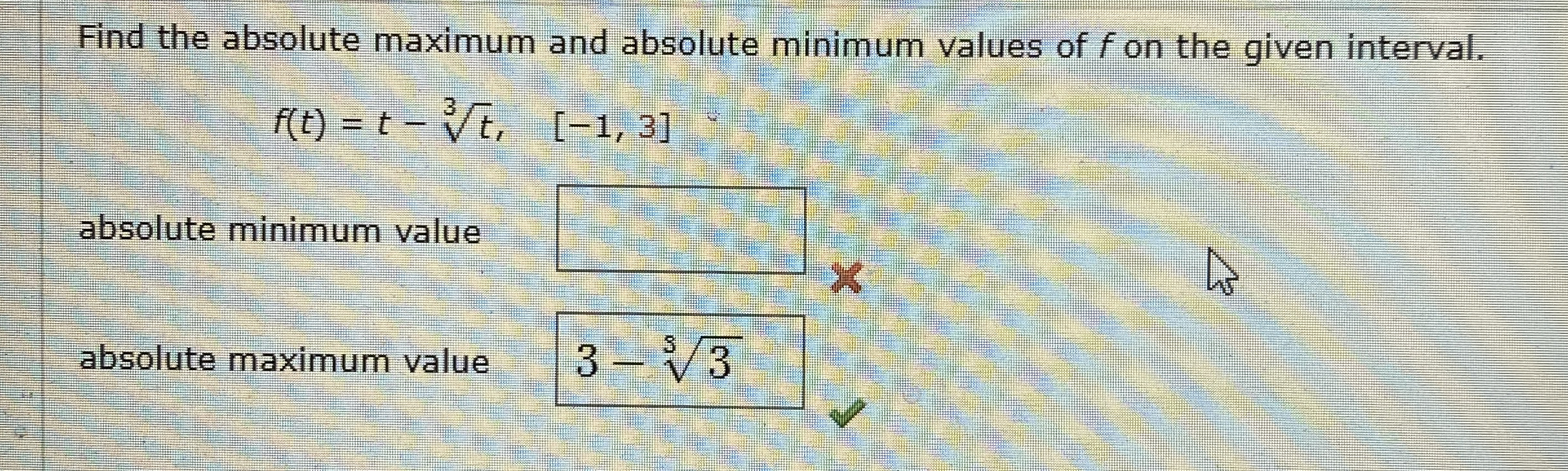 Find the absolute maximum and absolute minimum
