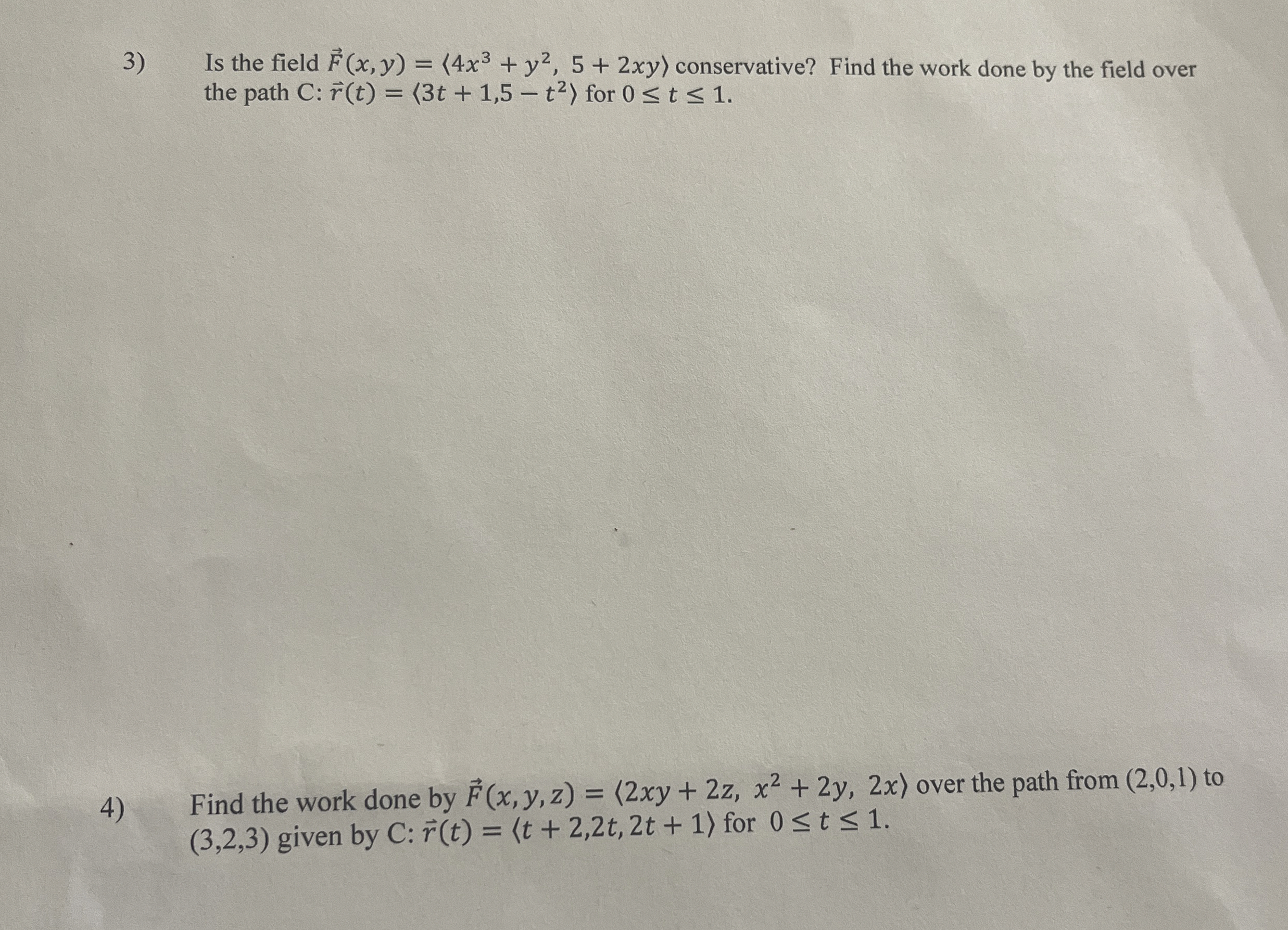 Is the field vec ( F ) ( x , y ) = ( : 4 x 3 + y