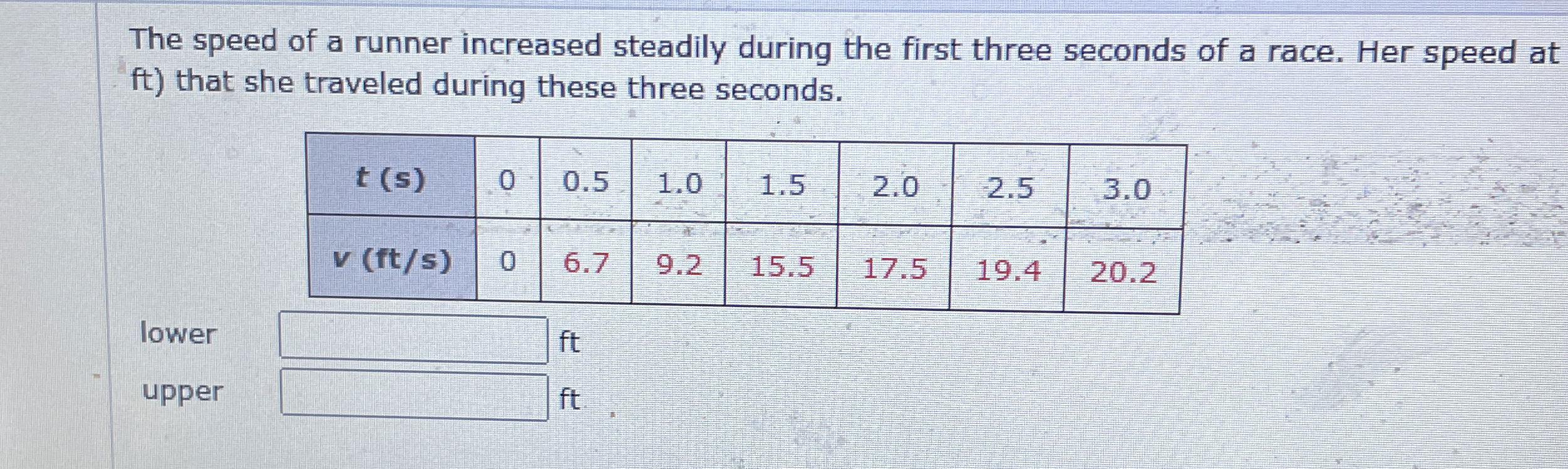 The speed of a runner increased steadily during