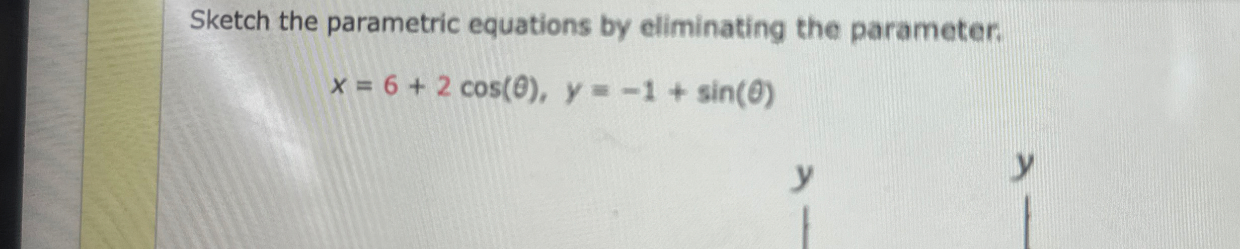 Sketch the parametric equations by eliminating