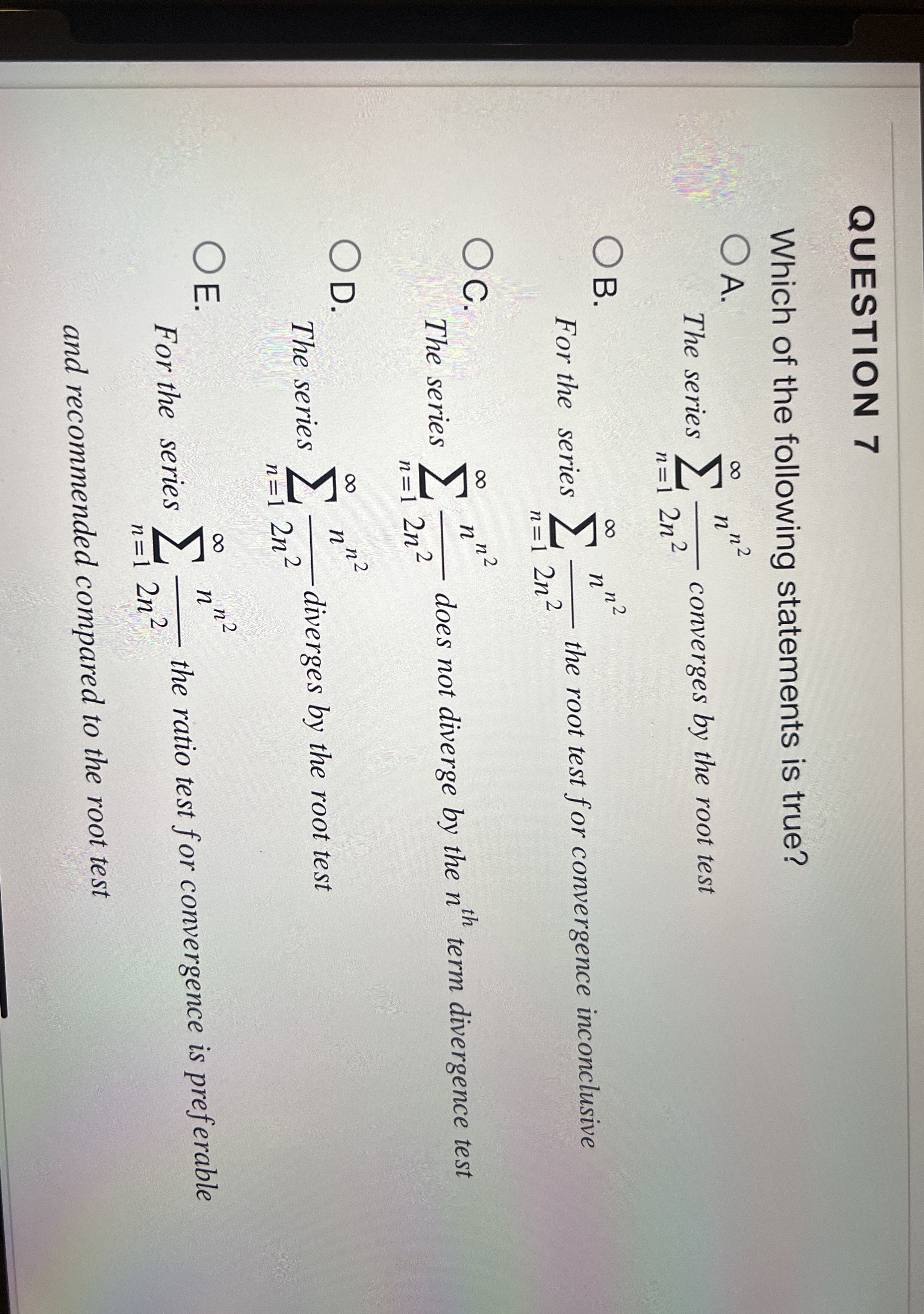 QUESTION 7 Which of the following statements is