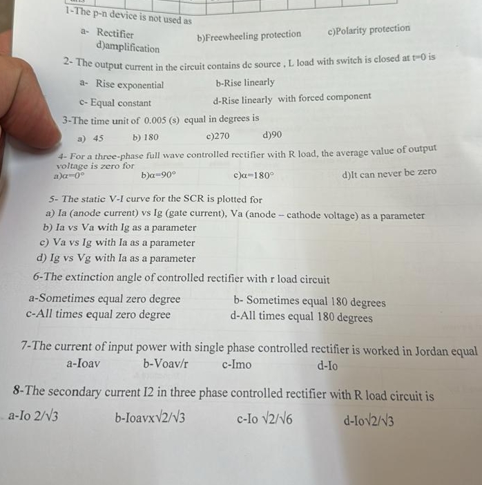 1 - The p - n device is not used as a - Rectifier